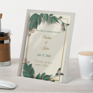 Expositor En L Botanical Greenery Wedding Sign