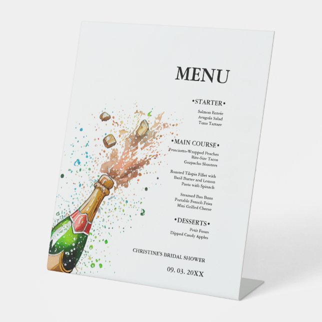 Expositor En L Botella de champán fiesta de ducha de novia (Anverso)