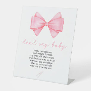 Expositor En L Bow rosa Baby Shower no diga bebé