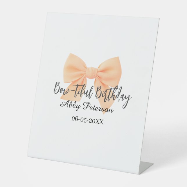 Expositor En L Bow-tiful birthday orange bow name date simple pas (Anverso)