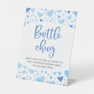 Expositor En L Boy Blue Hearts Valentine Bottle Chug Baby Shower