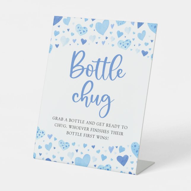 Expositor En L Boy Blue Hearts Valentine Bottle Chug Baby Shower (Anverso)