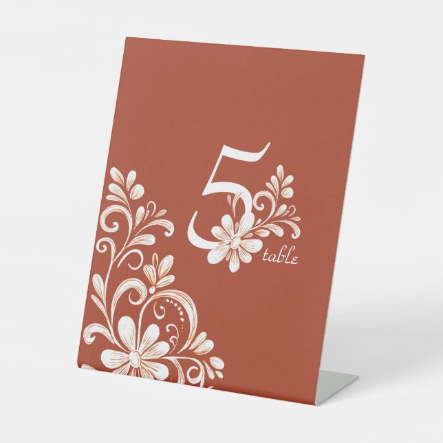 Expositor En L Brick Red Shabby Chic Wedding Table Sign (Anverso)