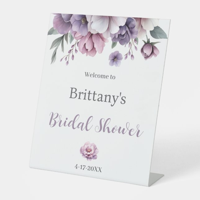 Expositor En L Bridal Shower Lavender acuarela Flora (Anverso)