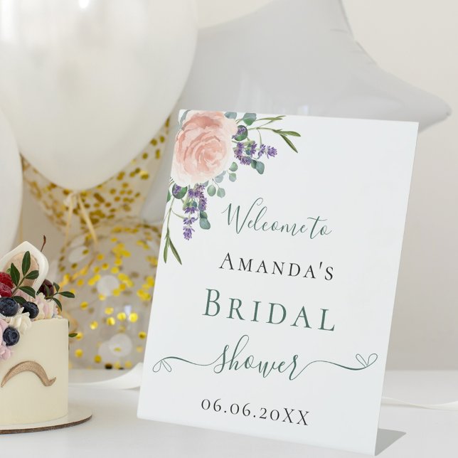 Expositor En L Bridal Shower rosa dorado lavanda floral (Subido por el creador)