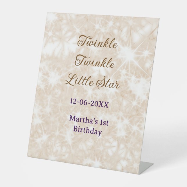Expositor En L Brown glitter twinkle twinkle little star birthday (Anverso)