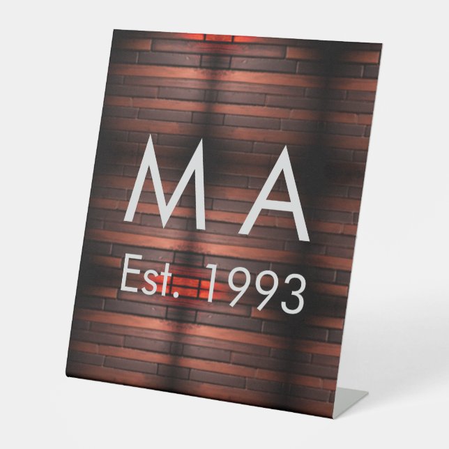 Expositor En L Brown rustic brick stone add name letter year date (Anverso)