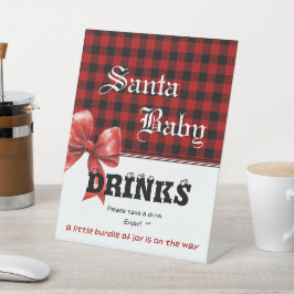 Expositor En L Buffalo Plaid Watercolor Bow Baby Shower Drinks
