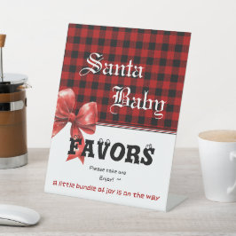 Expositor En L Buffalo Plaid Watercolor Bow Baby Shower Favors