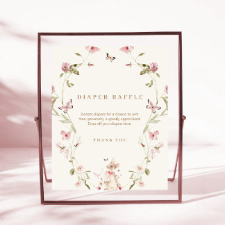 Expositor En L Bunny Pink Floral Baby Shower Diaper Raffle
