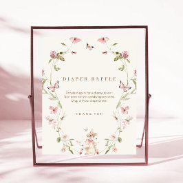 Expositor En L Bunny Pink Floral Baby Shower Diaper Raffle