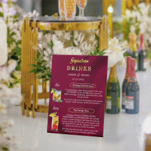Burgundy and Gold Simple Wedding Signature Drinks