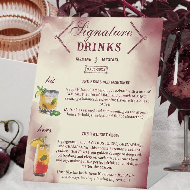 Expositor En L Burgundy and Ivory Retro Wedding Signature Drinks (Subido por el creador)