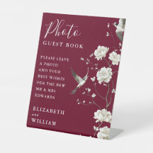 Burgundy Chinoiserie Foto Boda del libro invitado