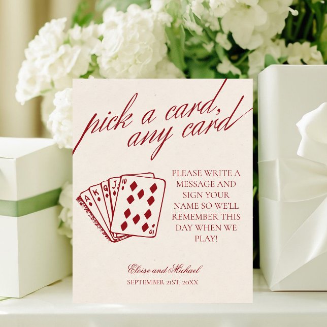 Expositor En L Burgundy Pick A Card Any Card Guestbook (Burgundy Pick A Card Any Card Guestbook Pedestal Sign)