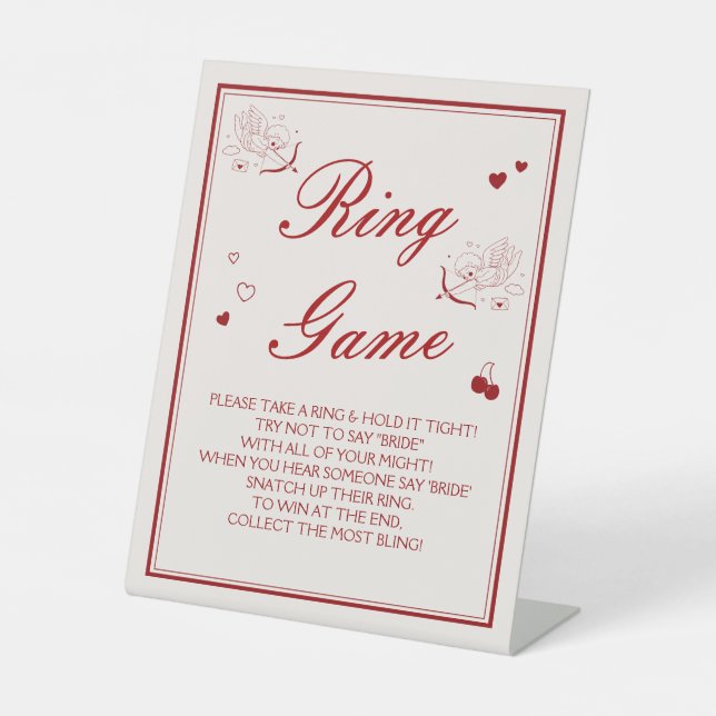 Expositor En L  Burgundy Valentine Bridal Shower Ring Game (Anverso)