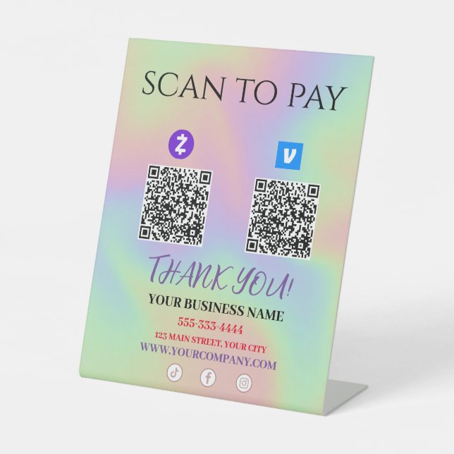 Expositor En L Buscar para pagar código QR de Zelle Venmo (Anverso)