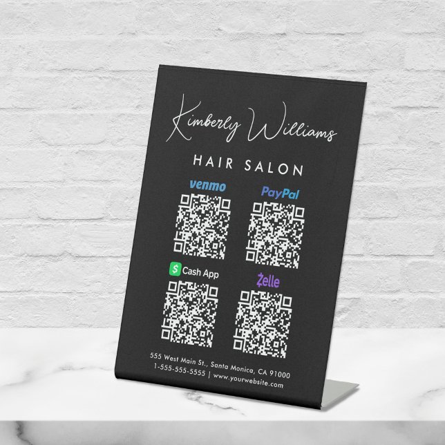 Expositor En L Buscar para pagar Paypal Venmo CashApp Código QR Z (A QR code sign to effortlessly connect your customers to your payment platforms)