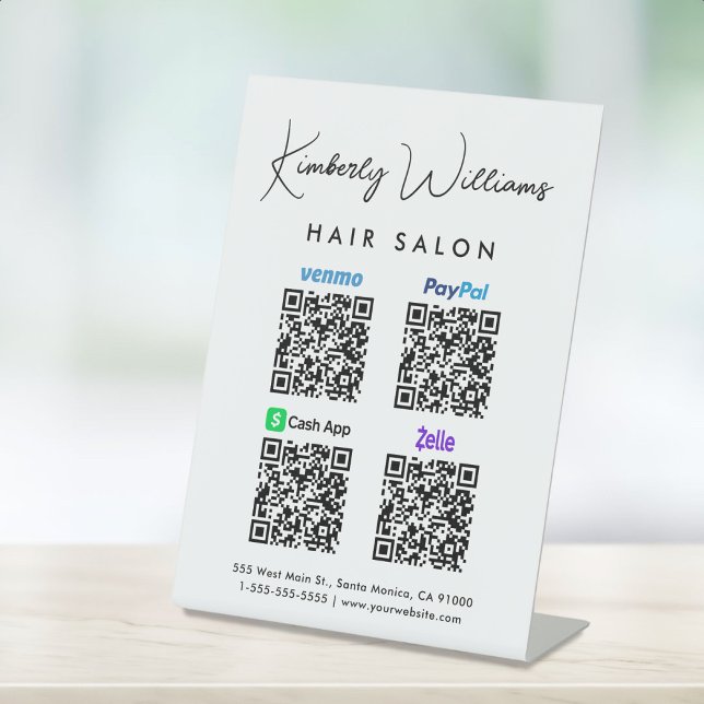 Expositor En L Buscar para pagar Paypal Venmo CashApp Código QR Z (A QR code sign to effortlessly connect your customers to your payment platforms)