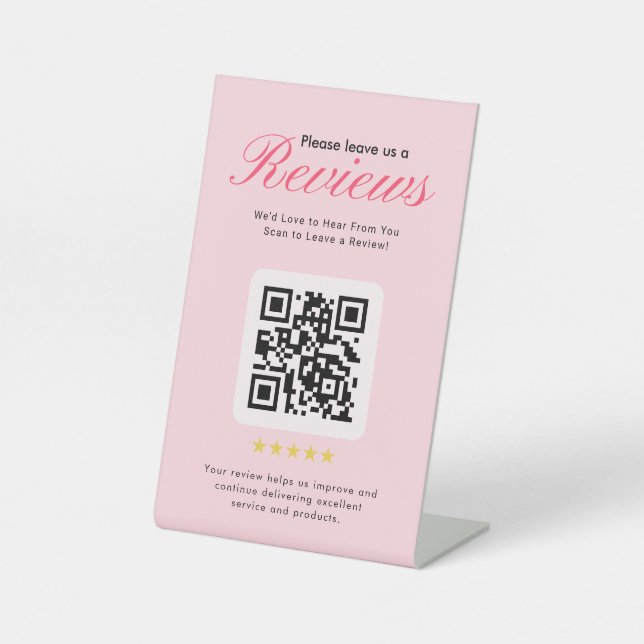 Expositor En L Business 5 Star Review QR Code Business Tabletop  (Anverso)