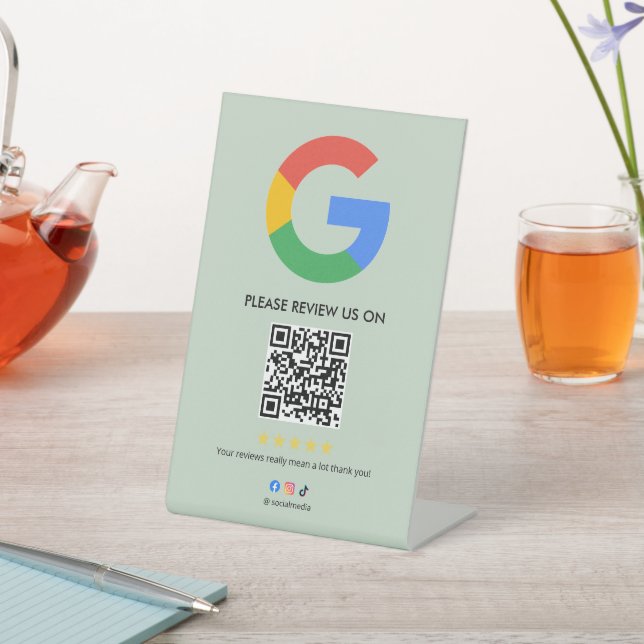 Expositor En L Business Google Review Tabletop Sign l QR Code (In Situ)