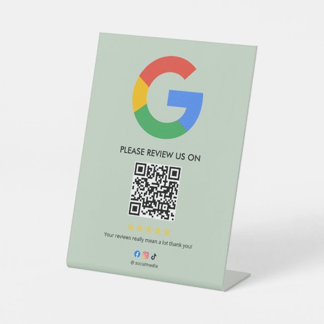 Expositor En L Business Google Review Tabletop Sign l QR Code (Anverso)