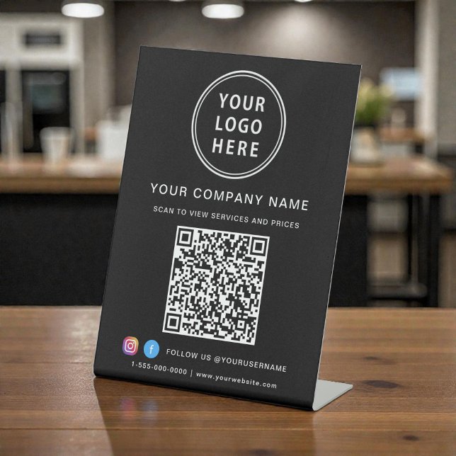 Expositor En L Business Logo Create Your QR Code Social Media (Business Logo Create Your QR Code Social Media Pedestal Sign)