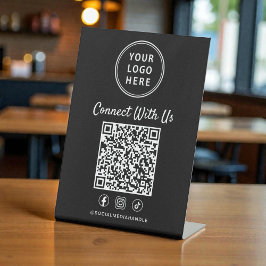 Expositor En L Business Logo QR Code Black Tabletop