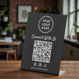 Expositor En L Business Logo QR Code Black Tabletop