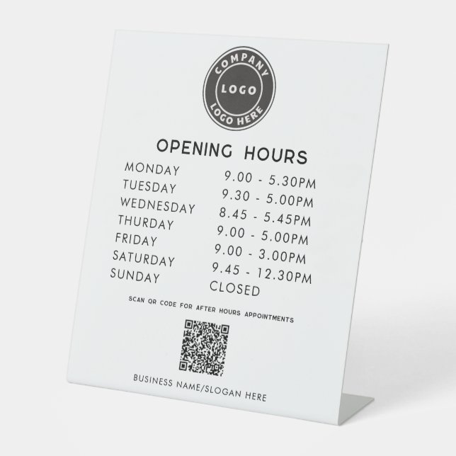 Expositor En L Business Logo QR Code Opening Hours (Anverso)