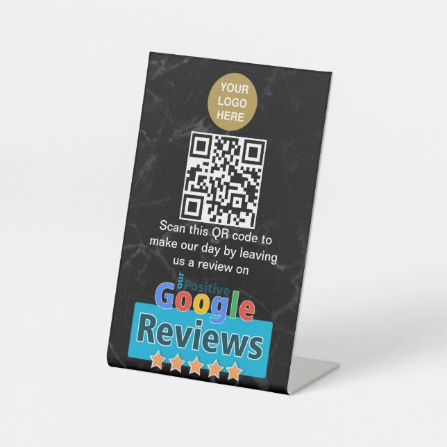 Expositor En L Business QR Code Google Review Pedestal Sign (Anverso)