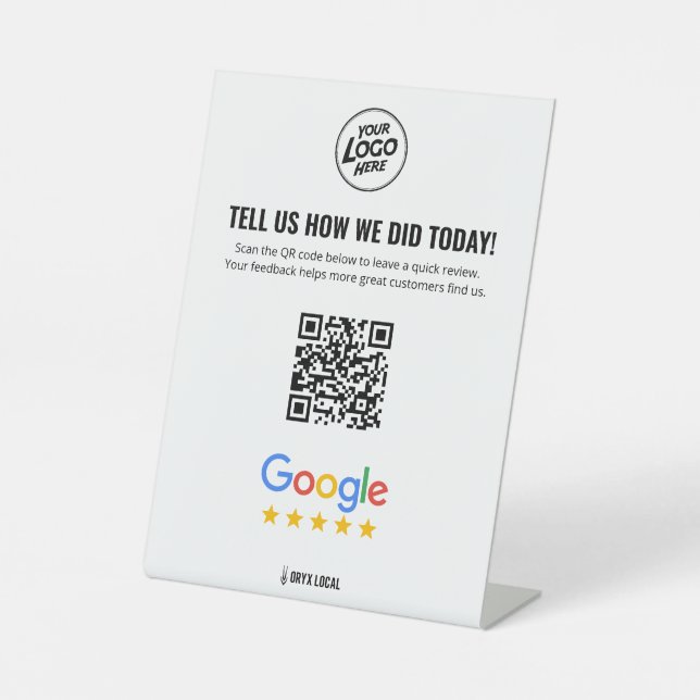 Expositor En L Business Review QR Code Rating Pedestal  (Anverso)