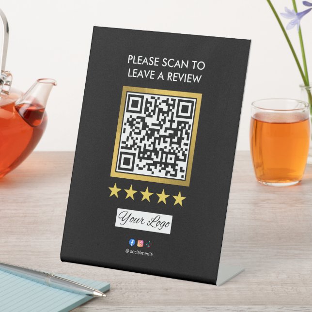 Expositor En L Business Review Tabletop Sign l QR Code (In Situ)