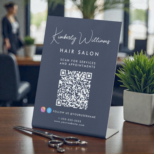 Expositor En L Business Signature Script Monogram QR Code (Business Signature Script Monogram QR Code Pedestal Sign)