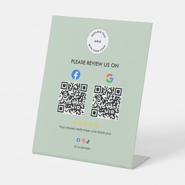 Expositor En L Business Social Review Pedestal Sign with Qr Code (Anverso)