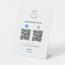 Business Social Review Pedestal Sign with Qr Code