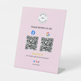 Expositor En L Business Social Review Pedestal Sign with Qr Code