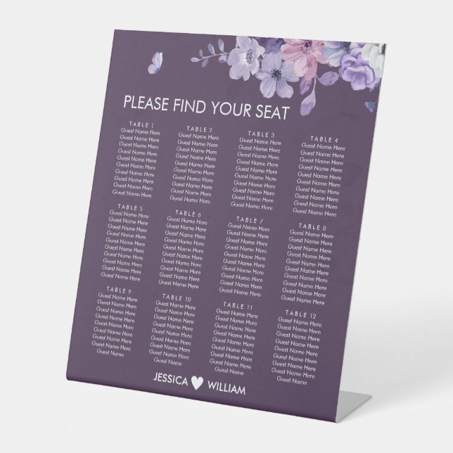 Expositor En L Butterfly Floral Reception Seating Sign (Anverso)