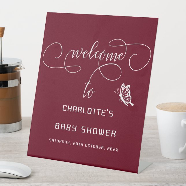 Expositor En L Butterfly Modern Minimal Baby Shower Welcome (In Situ)