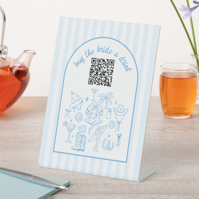 Expositor En L Buy the Bride a Drink Blue Bachelorette Party (In Situ)