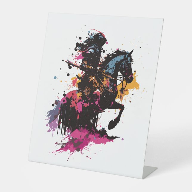 Expositor En L Caballo de guerrero en acuarela (Anverso)