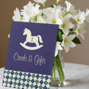 Expositor En L Caballo Mecedor Preppy Argyle Cumpleaños 1