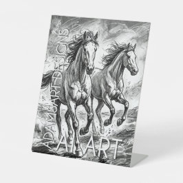 Expositor En L Caballos majestuosos corriendo Boceto en blanco y 