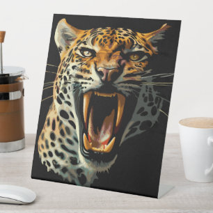 Expositor En L Cabeza de ataque ruidosa de leopardo