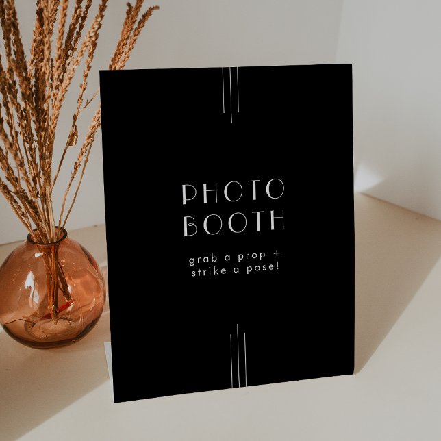 Expositor En L CABINA DE Fotos Bodas Negras DE Art Deco (EVERLY Modern Art Deco Black Wedding Photo Booth Pedestal Sign)