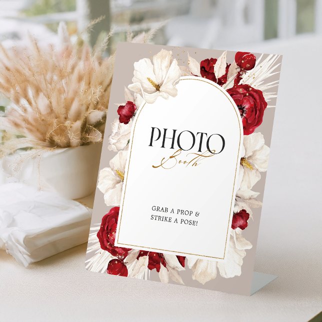 Expositor En L Cabina de fotos de bodas florales rojos y blancos  (Subido por el creador)