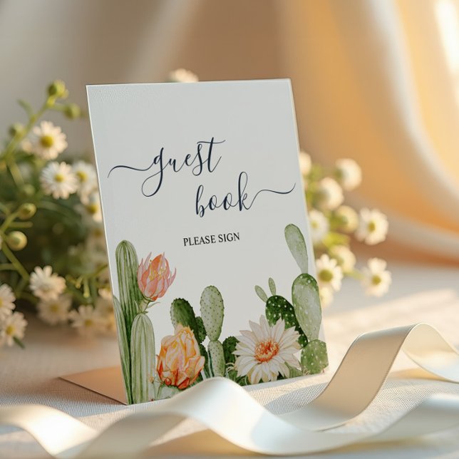 Expositor En L Cactus Flowers Greenery Shower Guest Book Rótulo (Subido por el creador)