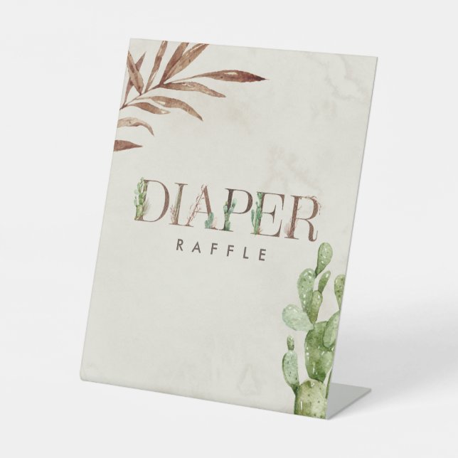 Expositor En L Cactus Leather Baby Shower Diaper Raffle (Anverso)