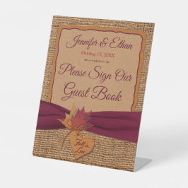 Expositor En L Caer en el amor Burlap, deja Boda