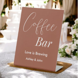 Expositor En L Café Bar Terracota marrón Boda Rótulo Pedestal
